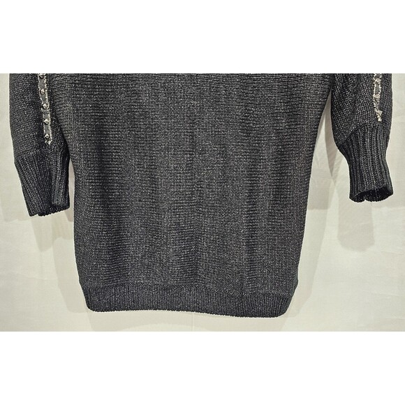Miss Me Womens Sweater Glam Fairy Goth Y2K Metallic Studded Spikes Charcoal Sz L - Picture 6 of 15
